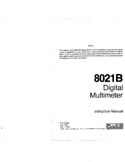 FLUKE 8021B Ops Manual