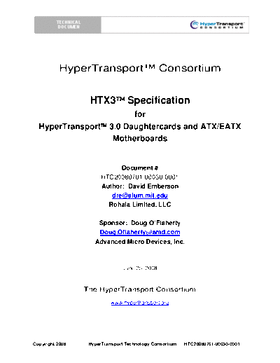 HyperTransport HTX3 Connector specification. [2008-06-25]
