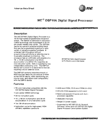 WE_DSP16A_Digital_Signal_Processor_-_advance_data_sheet_-_1988