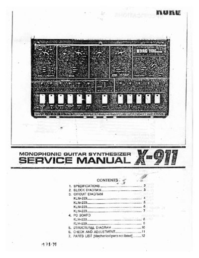 Korg X-911 Service Manual