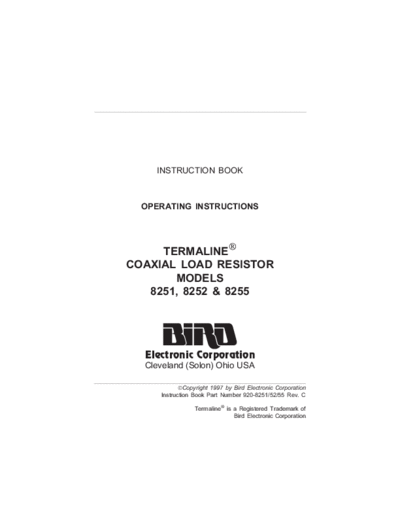 BIRD 8251,8252,8255 Termaline Load Resistor (1997) WW
