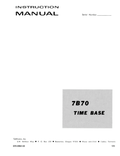 7B70 Time Base (Oscilloscope Plugin) (1970) WW