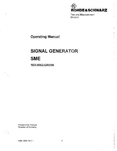 R&S SME02_252C 03_252C 06 Operating