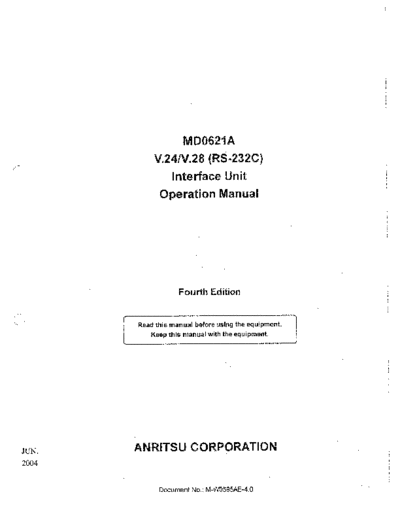ANRITSU MD0621A Operation