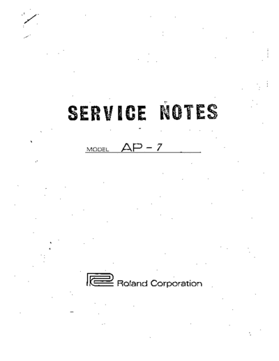 Roland Jet Phaser AP-7 Service Manual