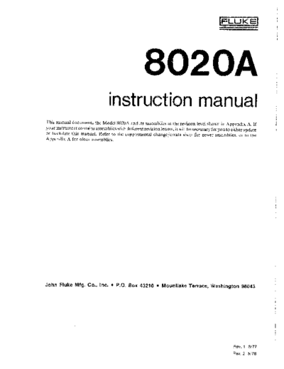 FLUKE 8020A Instruction