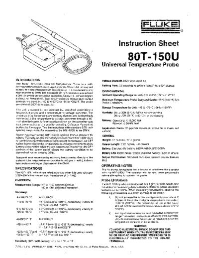 FLUKE 80T-150U Instruction Sheet