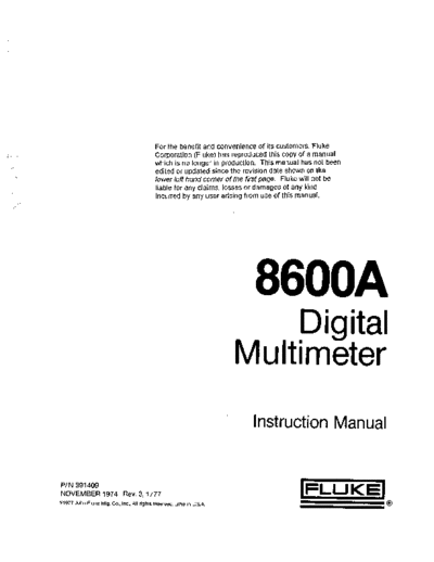FLUKE 8600A Instruction