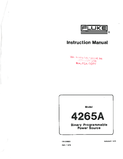 FLUKE 4265A Instruction Manual