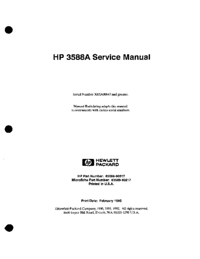 3588A 03588-90017 Service Manual Set Feb95