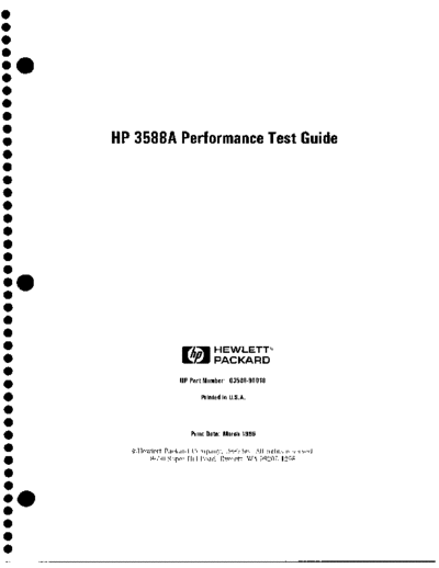 3588A 03588-90018 Performance Test Guide March96