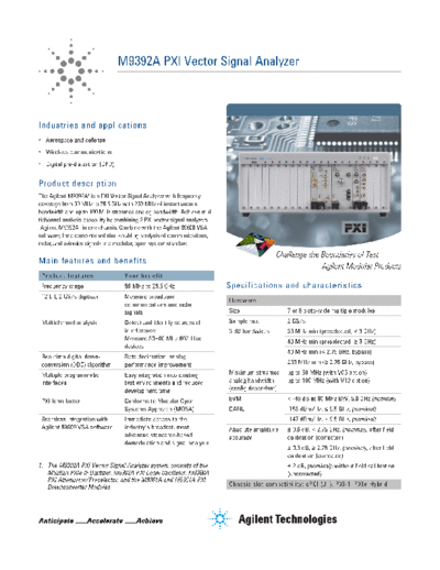 5990-6051EN M9392A PXI Vector Signal Analyzer - Flyer c20131206 [2]