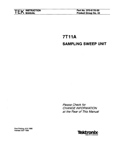 7T11A Sampling Sweep Unit (Oscilloscope Plugin (1986) WW