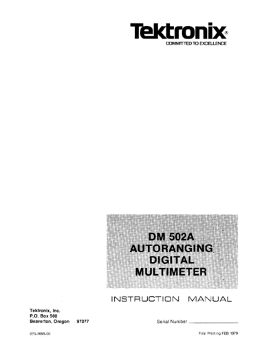 DM502A Autoranging Digital Multimeter (Plugin) (1979) WW