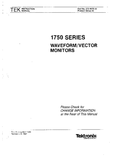 TEK 1750 Series Instruction