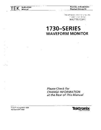 TEK 1730 Series Instruction
