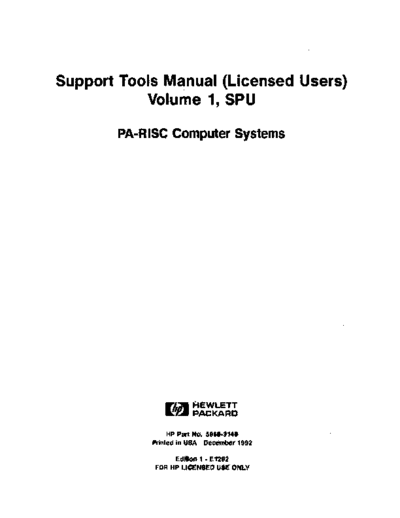 5960-3149_Support_Tools_Manual_PA-RISC_Vol_1_SPU_Vol_2_Device_Adapters_Dec92