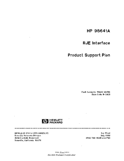 98641A_RJE_Interface_Project_Support_Plan_Jul84