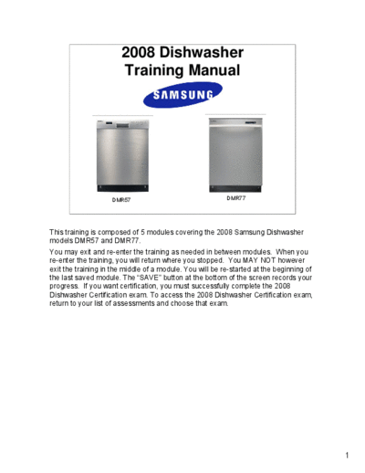 2008 Dishwasher Training Manual