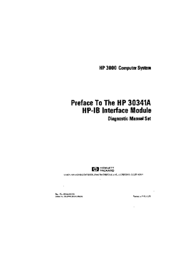 30341-90003_Preface_To_The_HP_30341A_HP-IB_Interface_Module_Diagnostic_Manual_Set_May1981