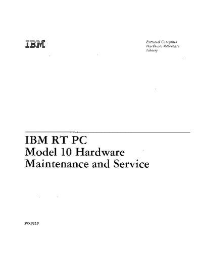 59X9319_RT_PC_Model_10_Hardware_Maintenance_and_Service_Nov85