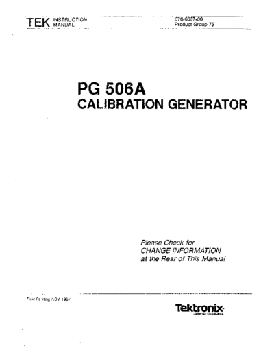 TEK PG506A Instruction
