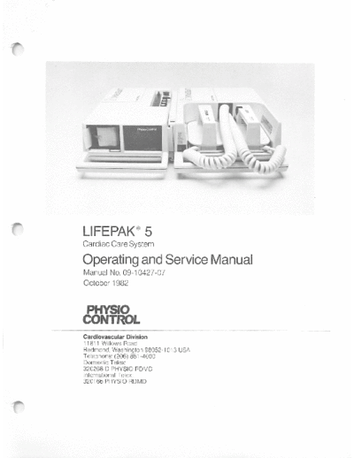 Physio Control Lifepak 5 Defibrillator (1982) - Service and user manual