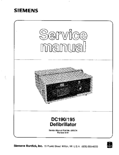 Siemens Burdick DC190 Defibrillator - Service manual