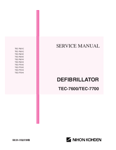 Nihon_Kohden_TEC-7600,7700_Defibrillator_-_Service_manual