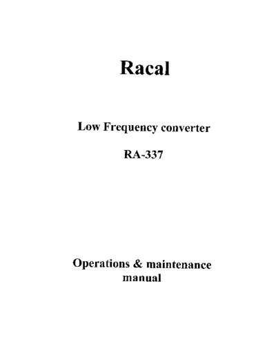 Racal RA-337 Low-Frequency Converter WW