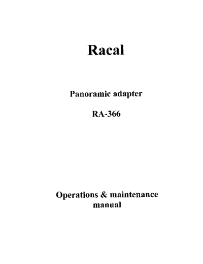 Racal RA-366 Panoramic Adapter WW