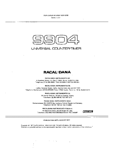 Racal-Dana Model 9904 Universal Counter-Timer - maint (1977) WW