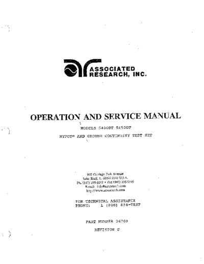 Associated Research 5400DT, 5450DT Operation & Service