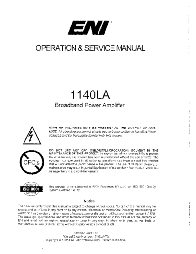 ENI 1140LA Operating & Service