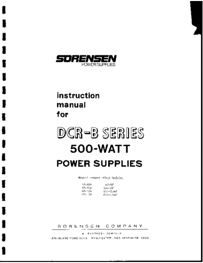 Sorensen DCR-B Series Power Supply