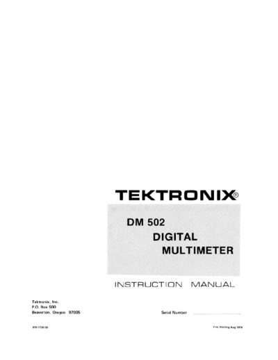 TEK DM502 Instruction