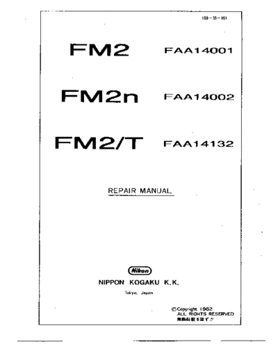 Nikon FM-2 Repair Manual