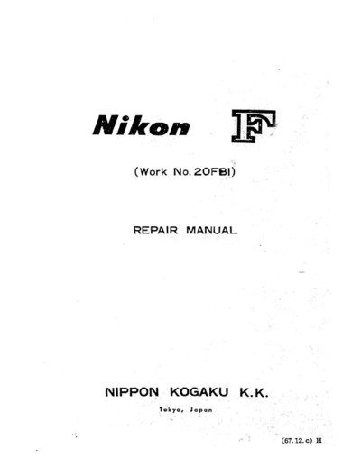 Nikon F Repair manual