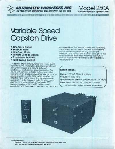API_250A_Variable_Speed_Capstand_Drive