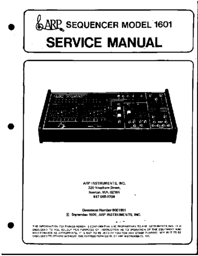 ARP Sequencer 1601 Service Manual