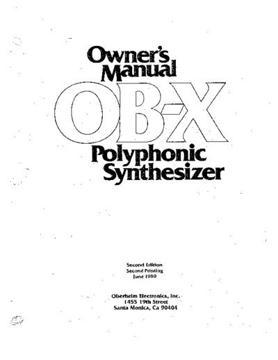Oberheim OB-X Owners Manual