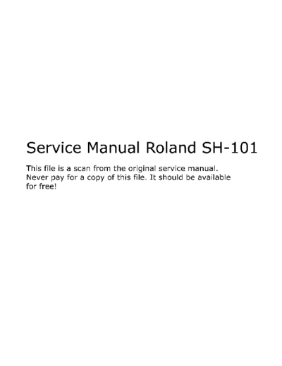 Roland SH101 Service Manual
