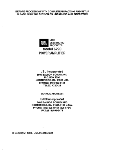JBL-6290 manual
