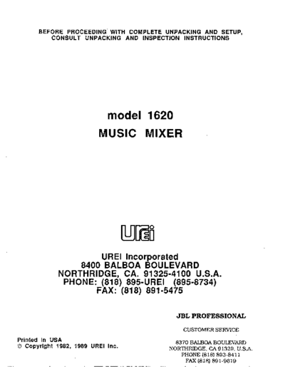 UREI-1620 manual