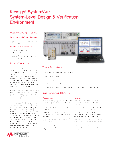 5990-9412EN SystemVue - System Level Design & Verification Environment - Flyer c20140725 [2]