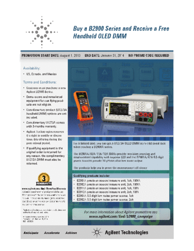5991-3368EN Buy a B2900 Series and Receive a Free Handheld OLED DMM - Promotional Flyer c20131015 [1]