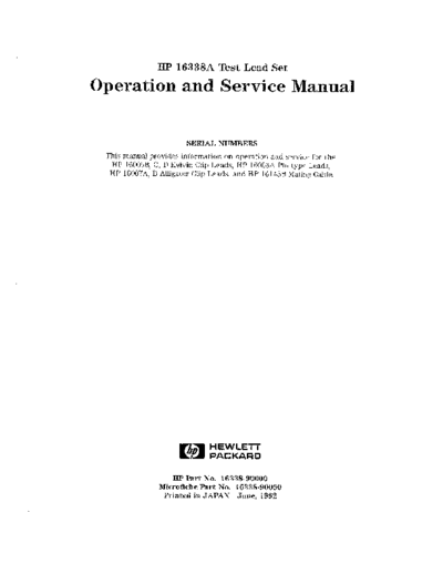 HP 16338A Operation & Service