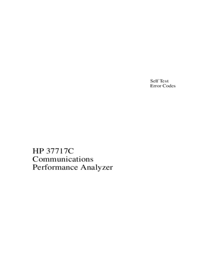 HP 37717C Self Test Error Codes