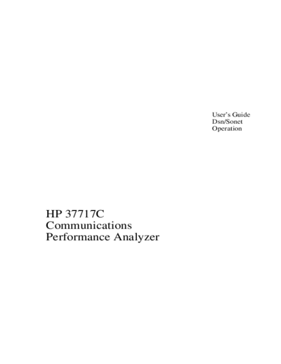 HP 37717C User SONET