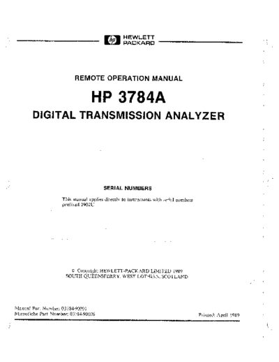 HP 3784A Remote Operation